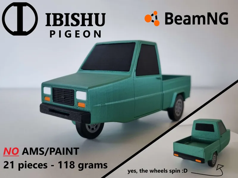 BeamNG Ibishu Pigeon toy car - 100% 3D printed