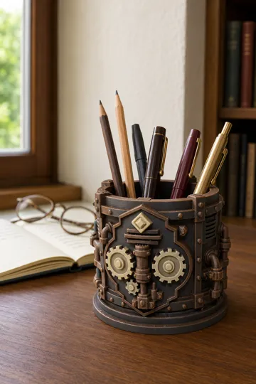 Soporte: Steampunk Pencil Holder – Gearworks Desk Cup — vista de referencia 5