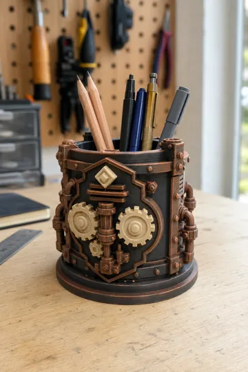 Soporte: Steampunk Pencil Holder – Gearworks Desk Cup — vista de referencia 4