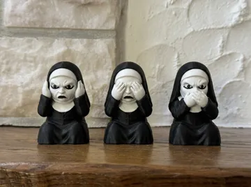 Modelo para impresión 3D: Hear, See & Speak No Evil Scary Nuns — vista de referencia 3