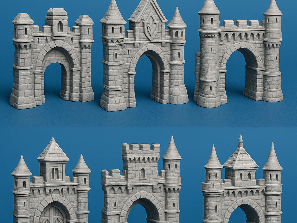 Royal Fortress Gate Set Modular Castle Entrances