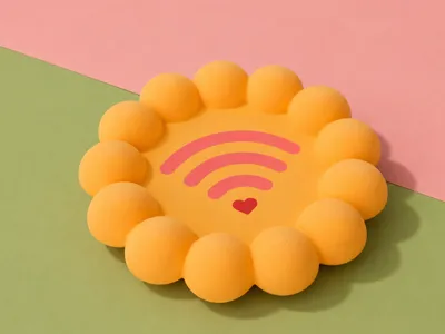 Funky Danish Pastel WiFi Heart Tray Bubble
