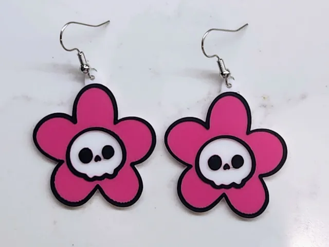 Cute Skull Flower Earrings