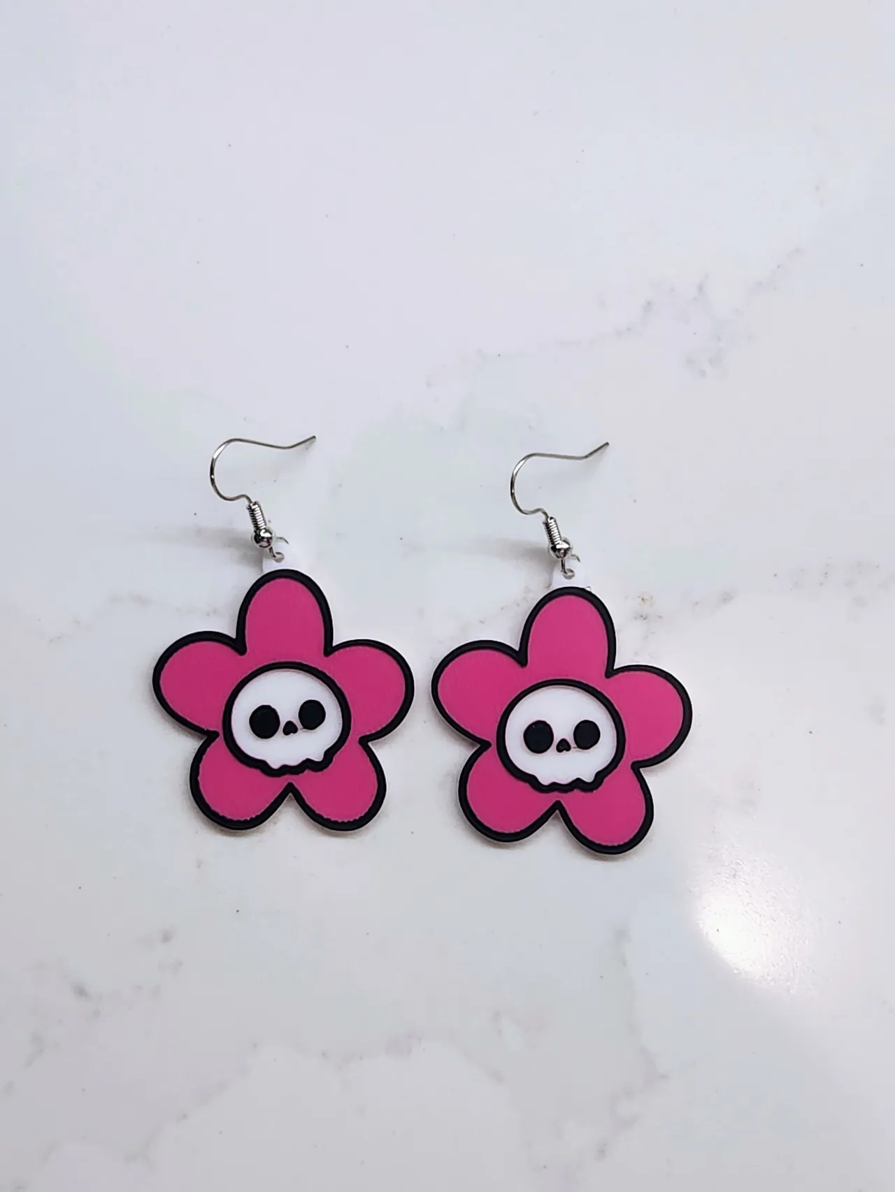 Cute Skull Flower Earrings view 2