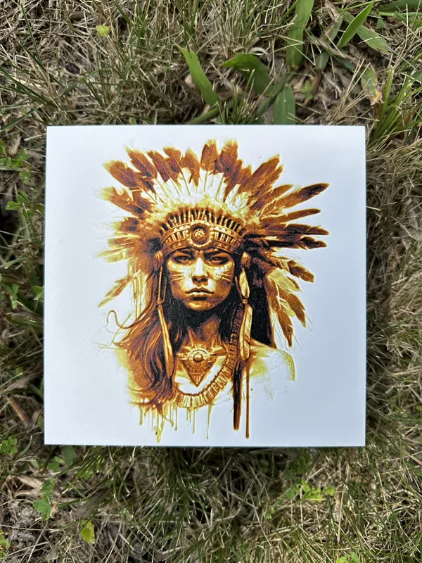Native American Woman Hueforge filament painting