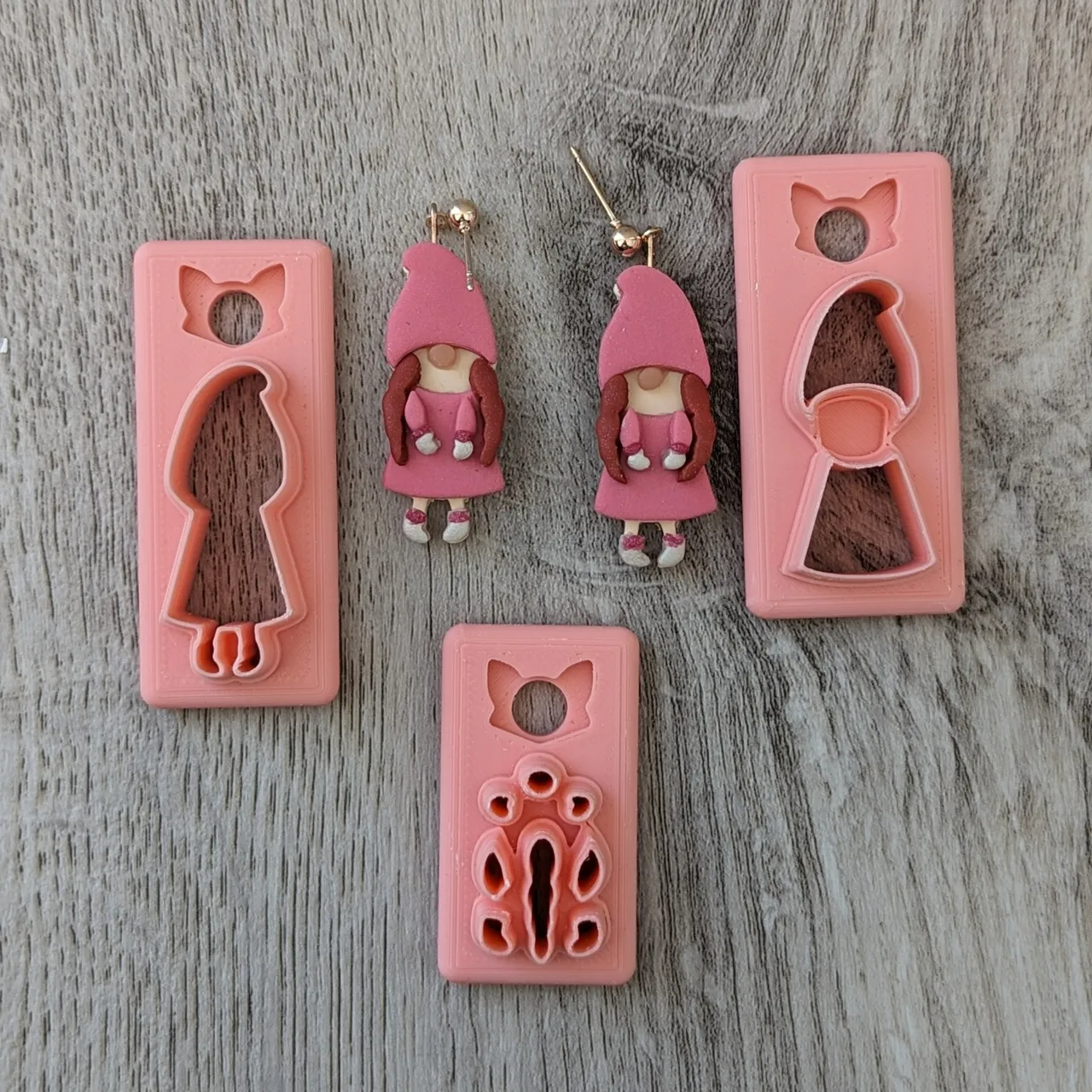 Mini Girl Gnome Polymer Clay Earring Cutter Set view 4
