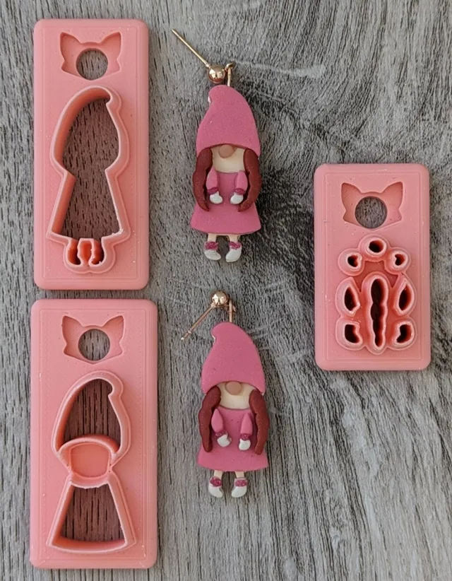 Mini Girl Gnome Polymer Clay Earring Cutter Set