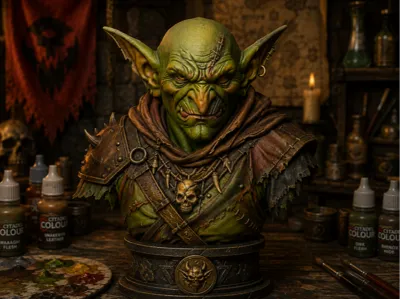 Goblin Warlord Bust – Dark Fantasy
