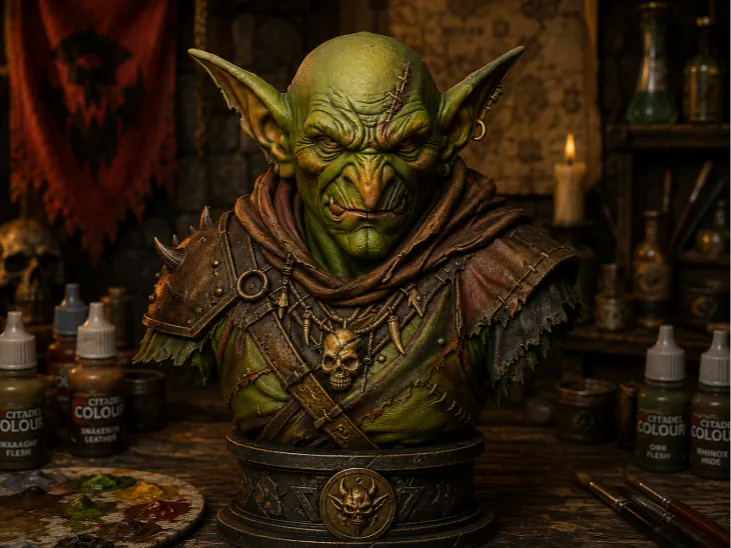 Goblin Warlord Bust – Dark Fantasy