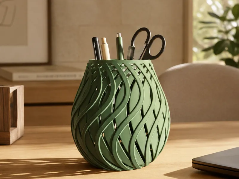 Organic Wave Lattice Cup – Minimalis Organizer