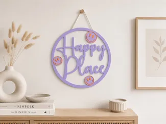Happy Place Smiley Sign | Cute Wall Decor STL