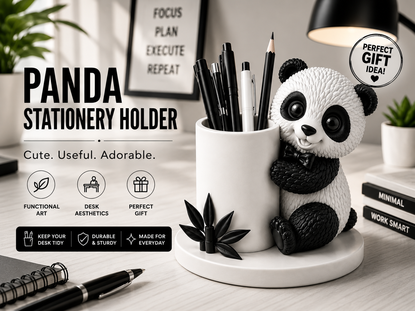 Panda Stationery Holder for Desk | Organizer
