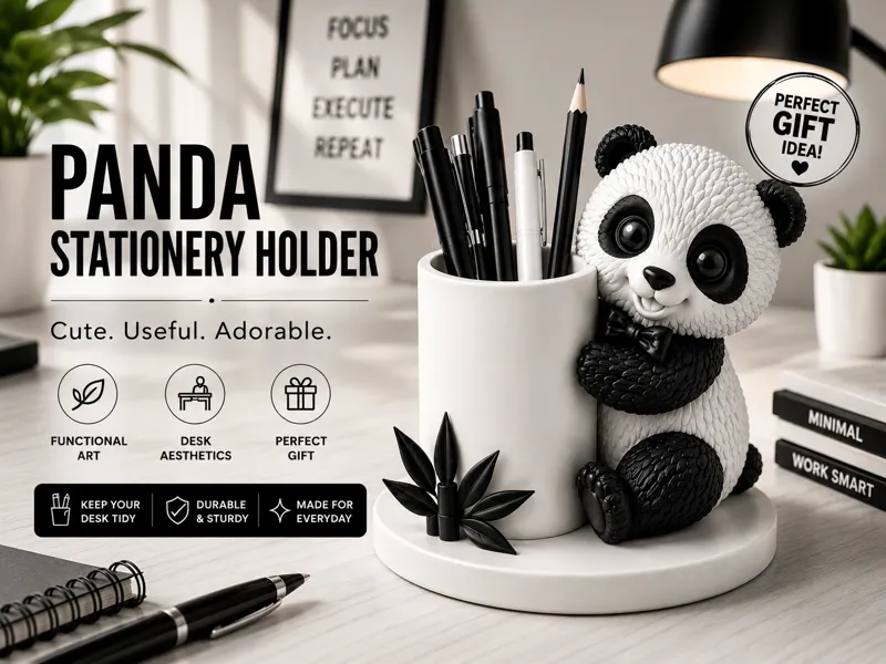 Panda Stationery Holder for Desk | Organizer
