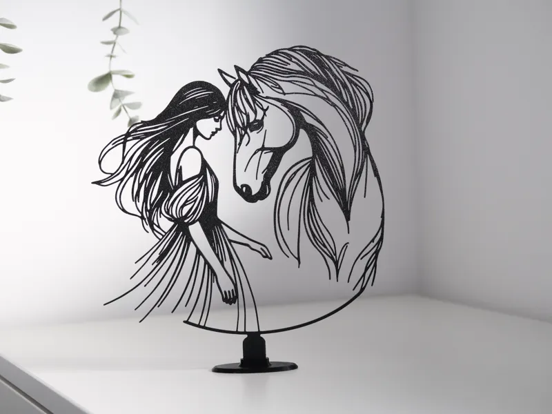 Mädchen und Pferd Statuette