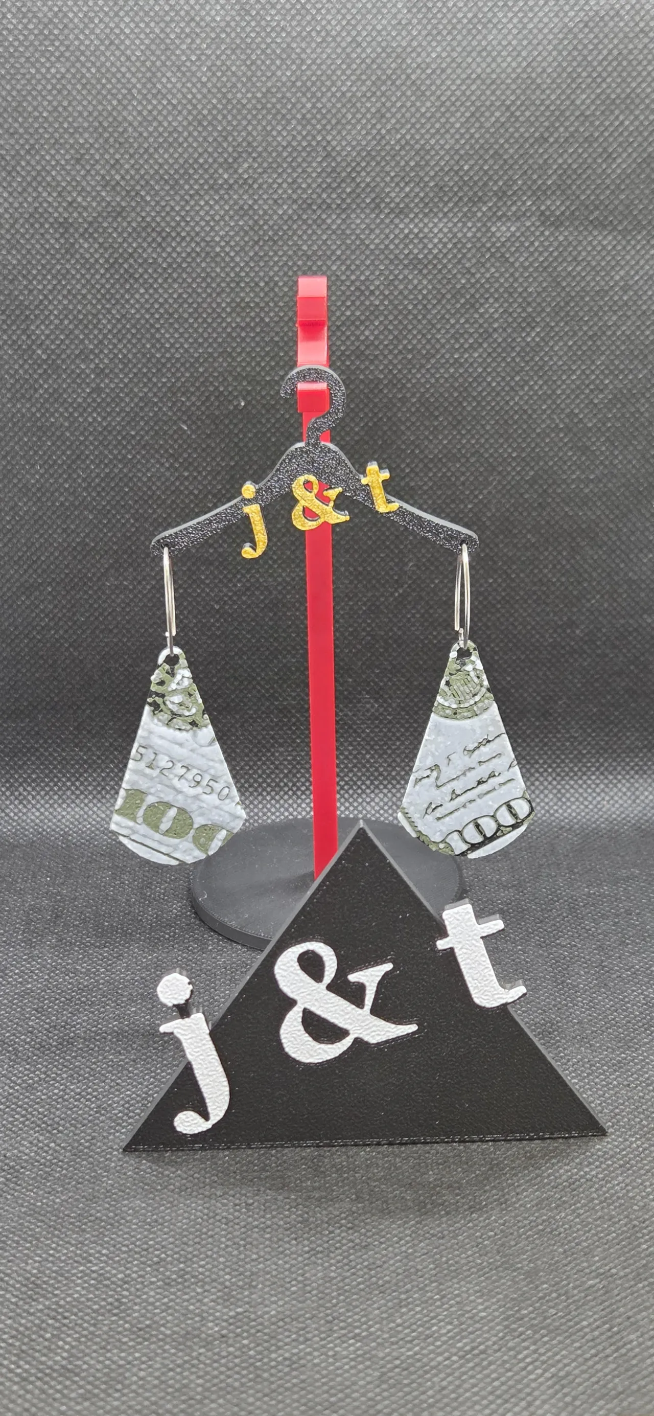 Teardrop - $100 dollar bill earrings view 2
