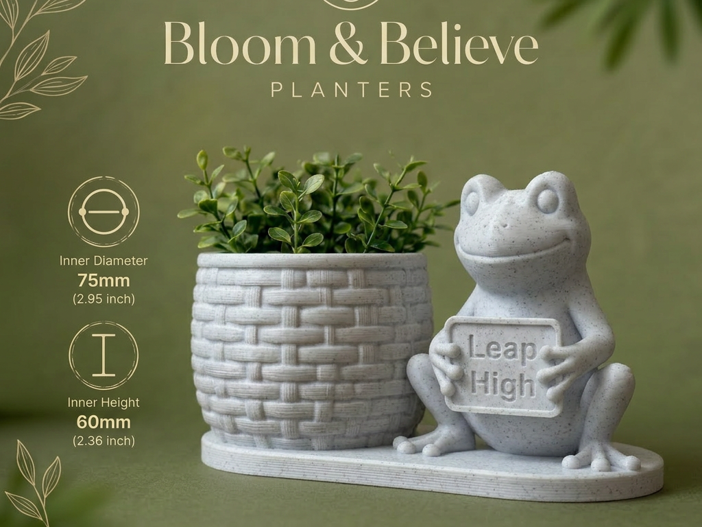 Frog Bloom & Believe Planter Editable Text