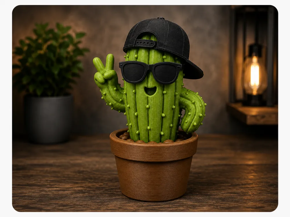 Tapa o cubierta: Cool Cactus – Sunglasses & Cap Decoration. Referencia del modelo original.