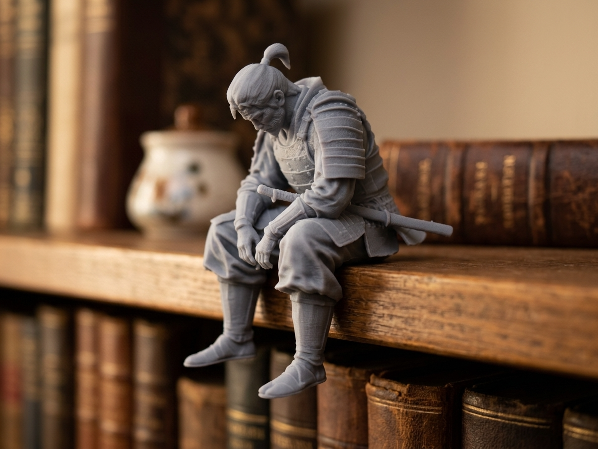 Sad Samurai sitting on a ledge figurine!