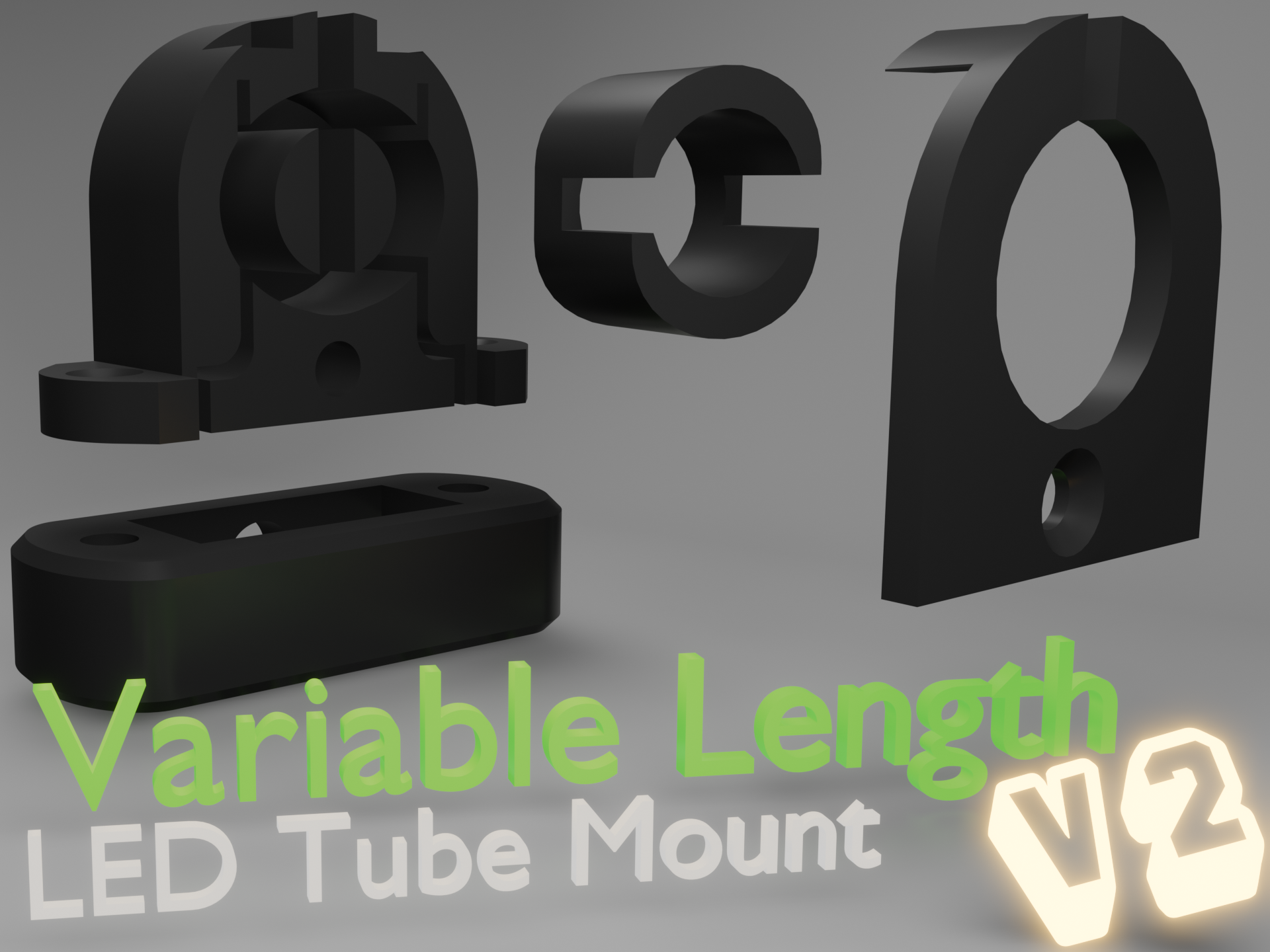 T8 LED Tube Universal Length Wall Mount Holder V2