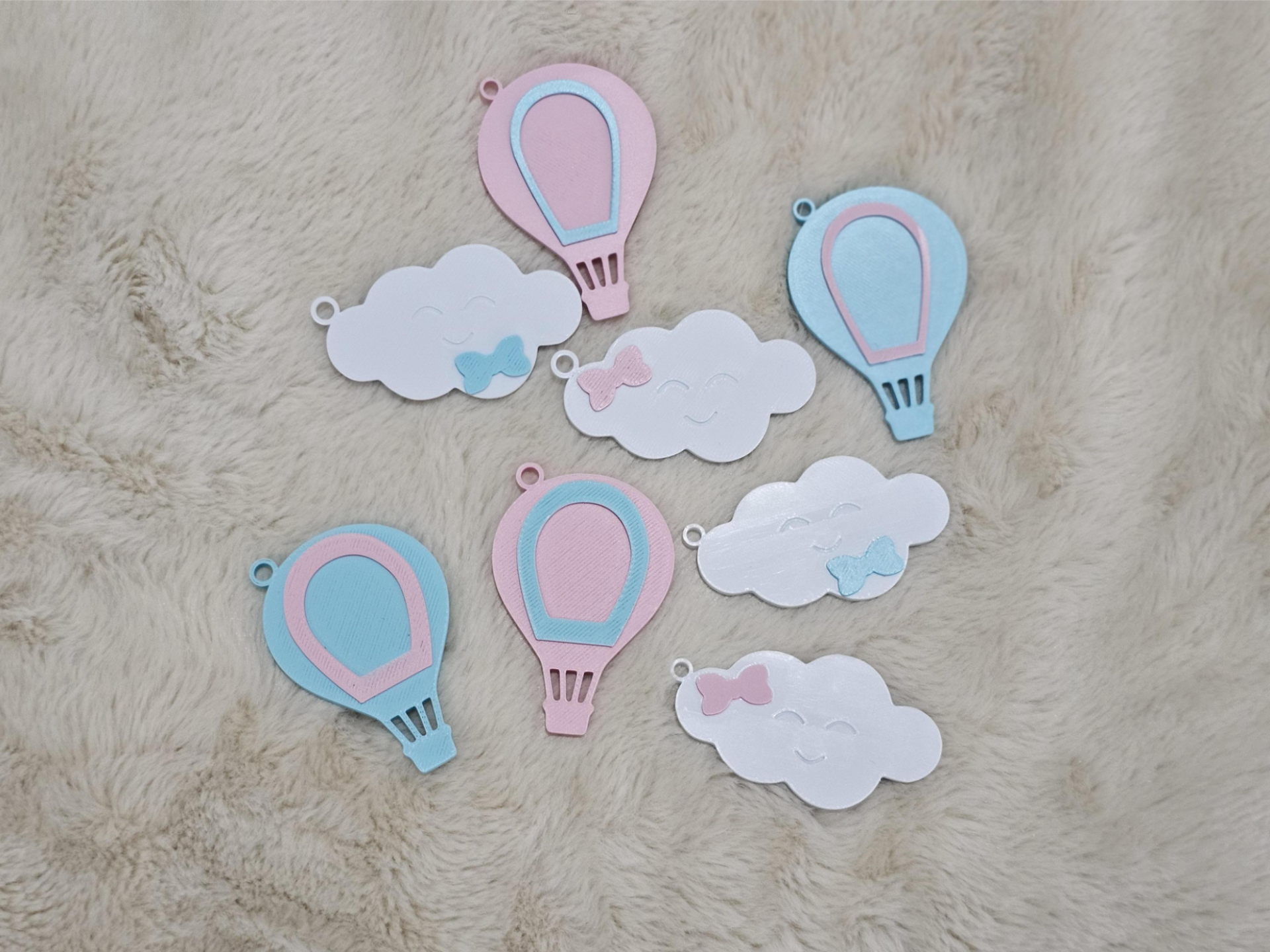 Hot Air Balloon & Cloud Baby Keychains