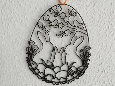Cute Bird and Kissing Bunny Spring Easter