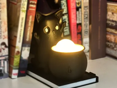 Evil Cat Cauldron Book Nook/Desk Lamp