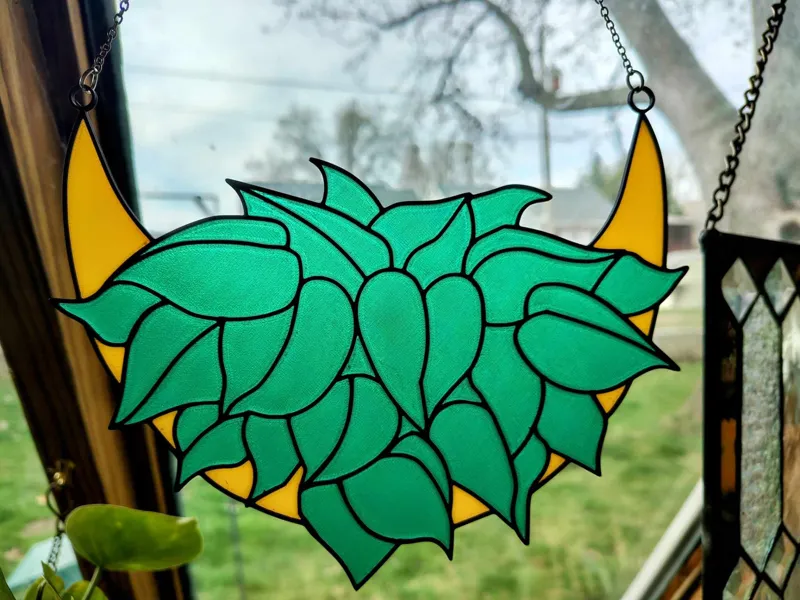 Moon and Pothos Faux Suncatcher 