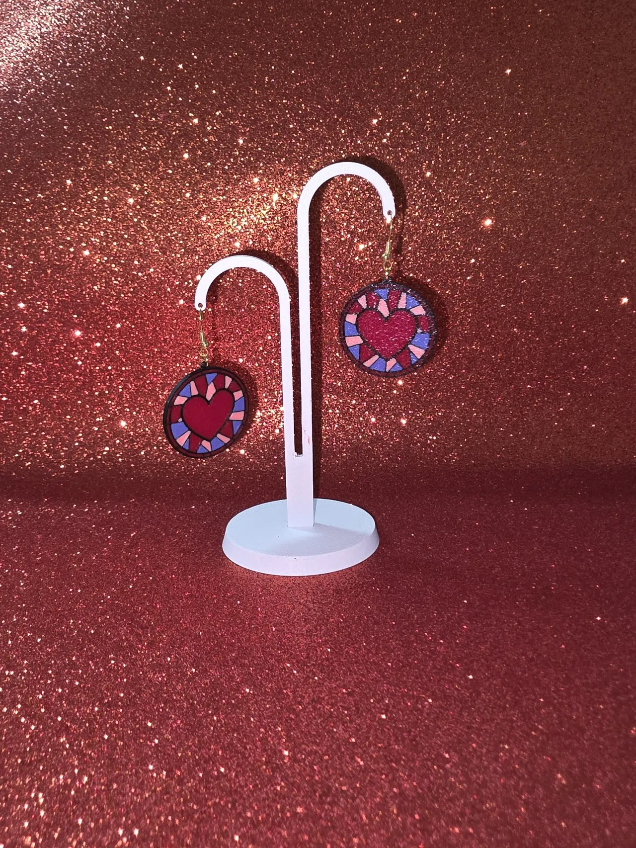 Heart in the mirror earrings view 3