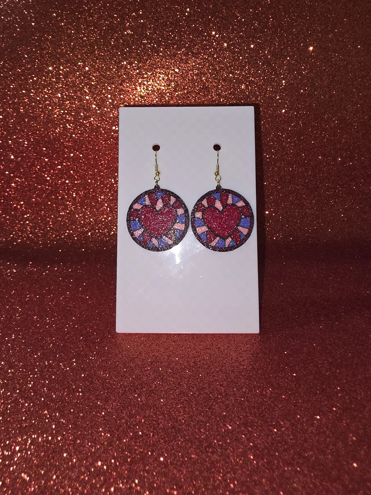 Heart in the mirror earrings view 2