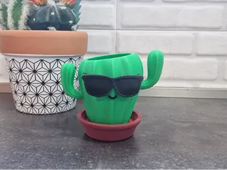 Cool Cactus Pen Holder – Fun Pot with Sunglasses