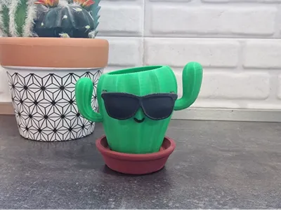 Cool Cactus Pen Holder – Fun Pot with Sunglasses