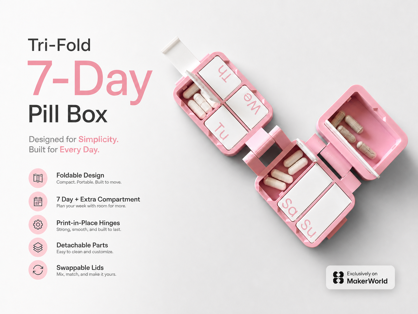 Tri-Fold 7 Day Pill Box