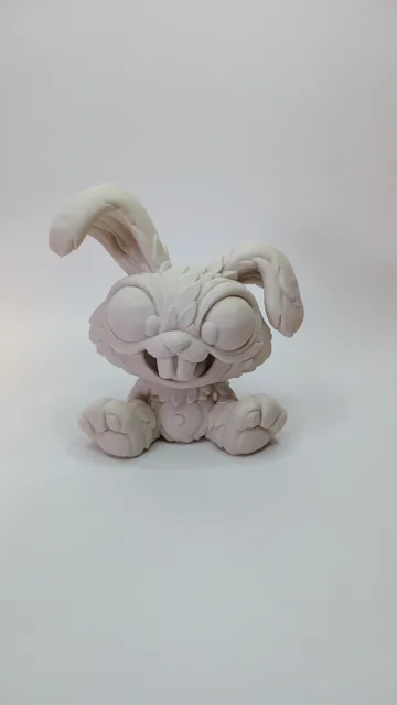 Modelo para impresión 3D: Grinsehase "Hoppla-Zahn" mit wilden Schlappohren — vista de referencia 3