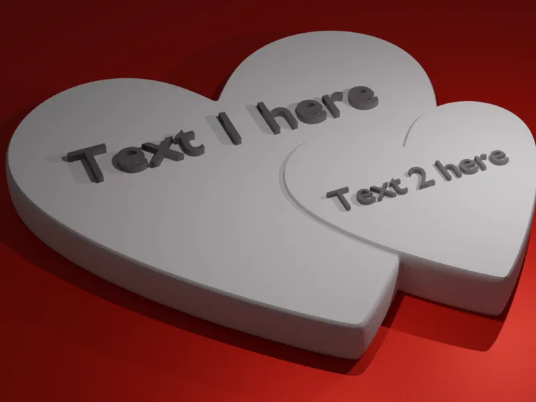 Two Hearts With Customizable Text