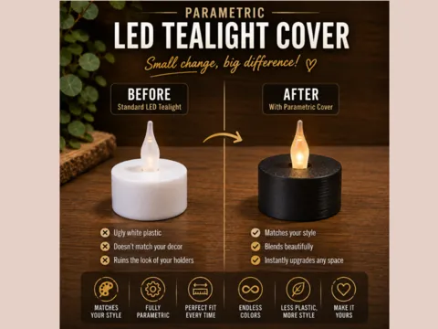 Accesorio de iluminación decorativa: Parametric LED Tealight Cover — referencia de MakerWorld