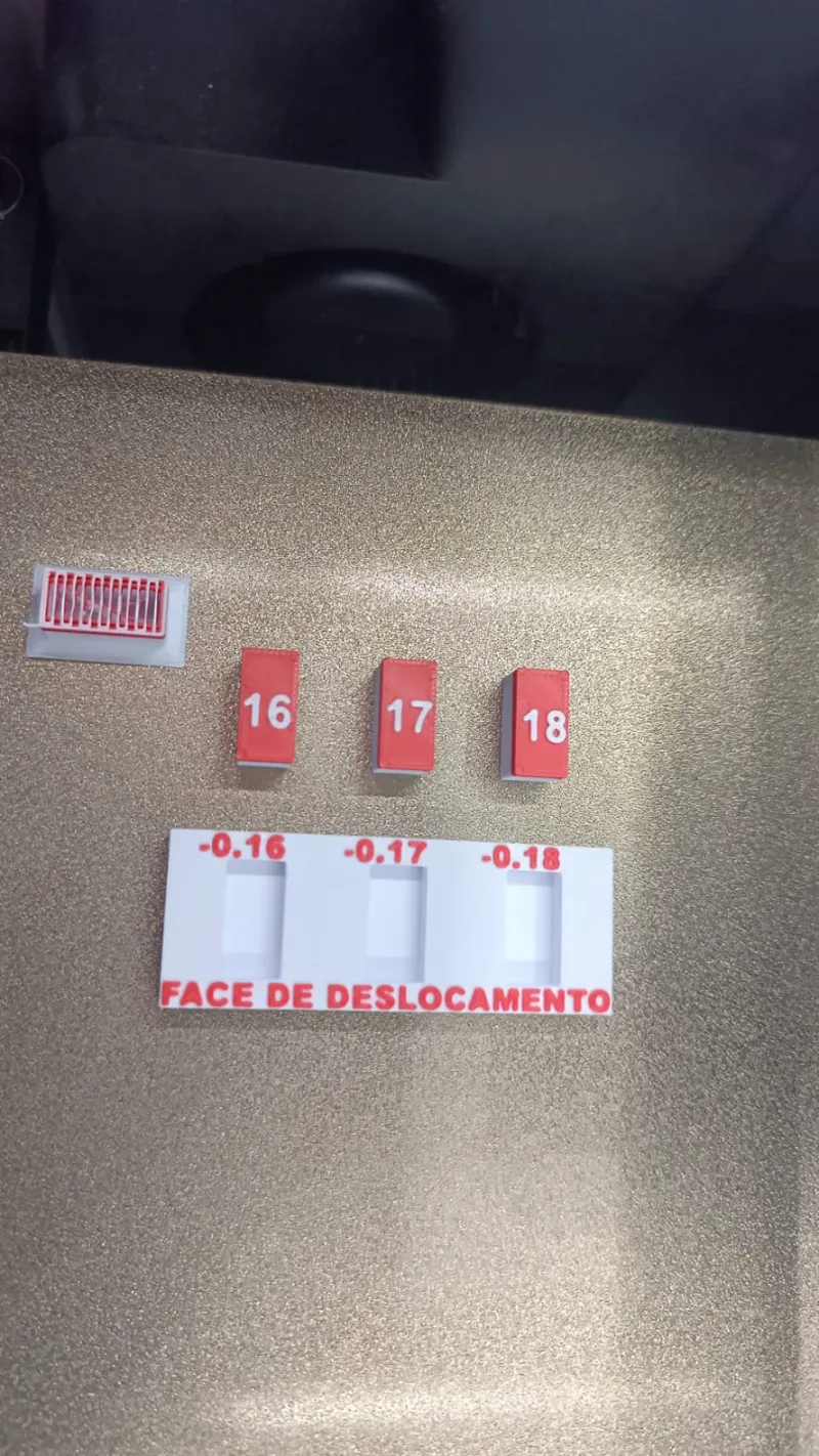 Teste de EMCAIXE , FACE DE DESLOCAMENTO