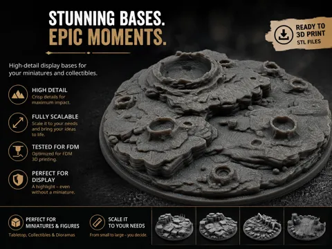 Escenografía en miniatura: Base|Terrain|Diorama - Moon Crater — referencia de MakerWorld