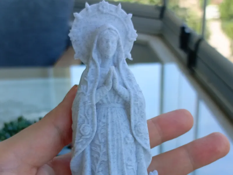 Virgin Mary with Flowers (Marble Style)