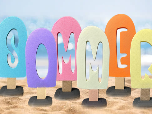 SOMMER‑Eisdeko mit Halter – Schriftzug‑Set