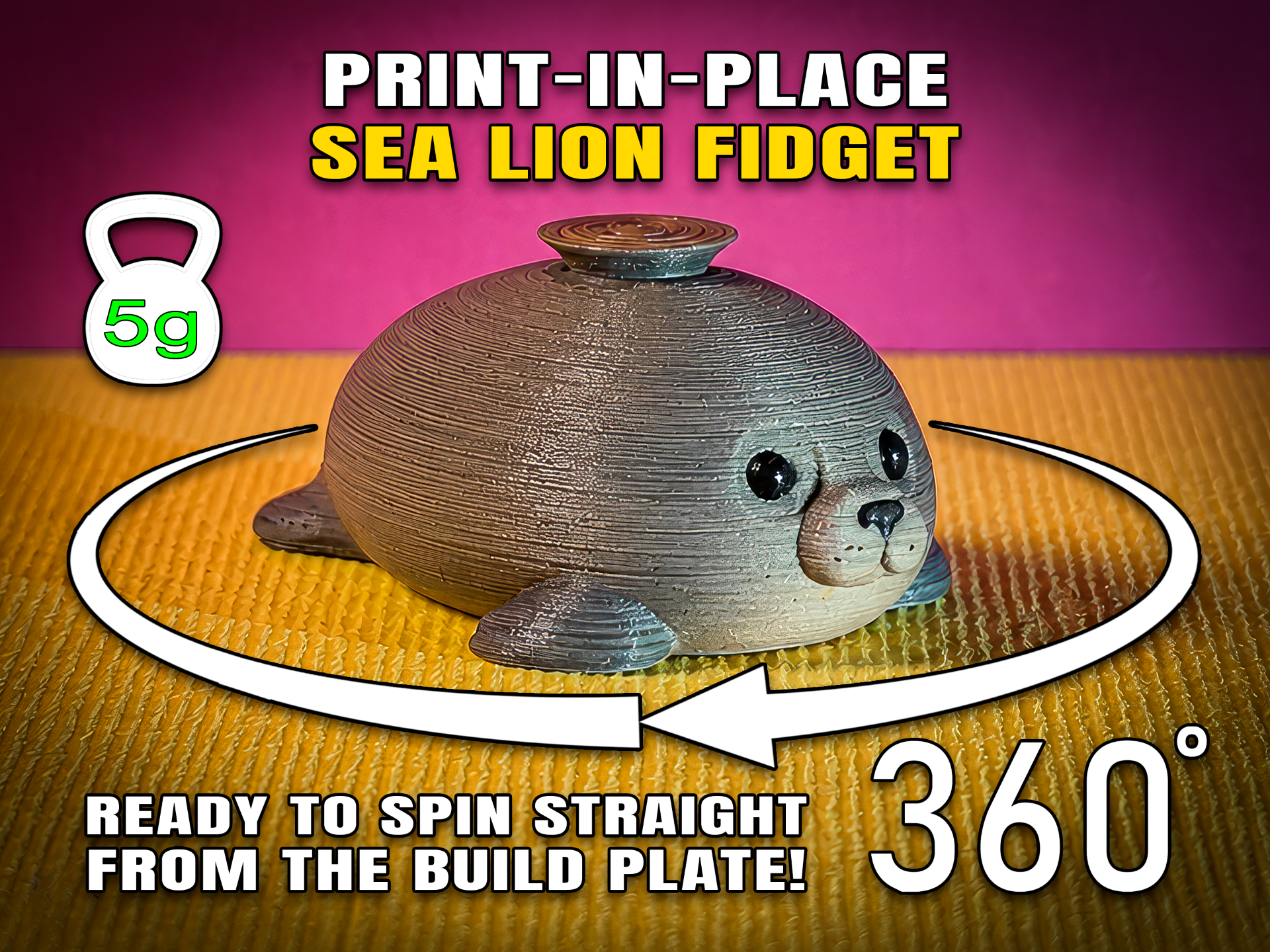 Print-in-Place Sea Lion Fidget (Spinning Loaf)