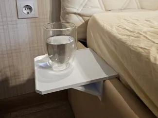 Bedside clip-on shelf tray for bed. Customizable