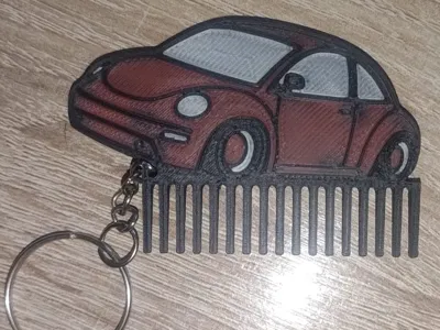 Beard comb/keychain VW Beetle