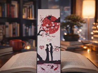 Sakura & Koi Wedding Bookmark (AMS Ready)