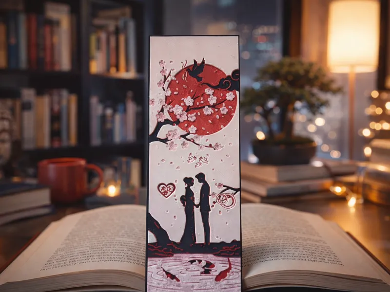 Sakura & Koi Wedding Bookmark (AMS Ready)