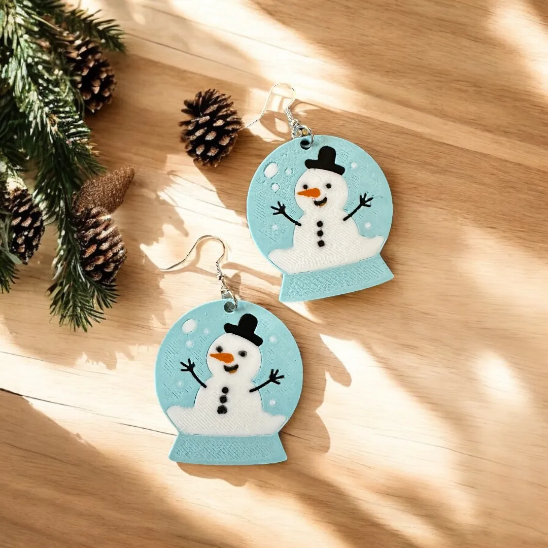 Snowman Snowglobe Earrings view 2