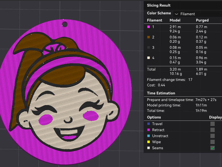 Ms Rachel Animated Face Keychain Solid background