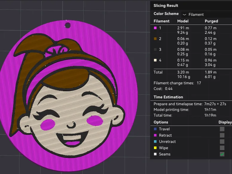 Ms. Rachel Smiling Face Pink Double Sided Keychain