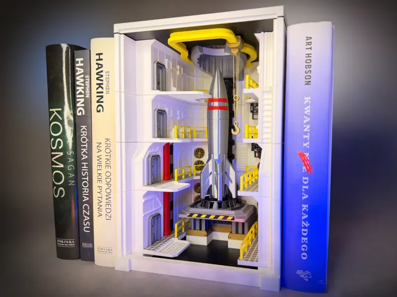 Mechanical Rocket Silo Book Nook