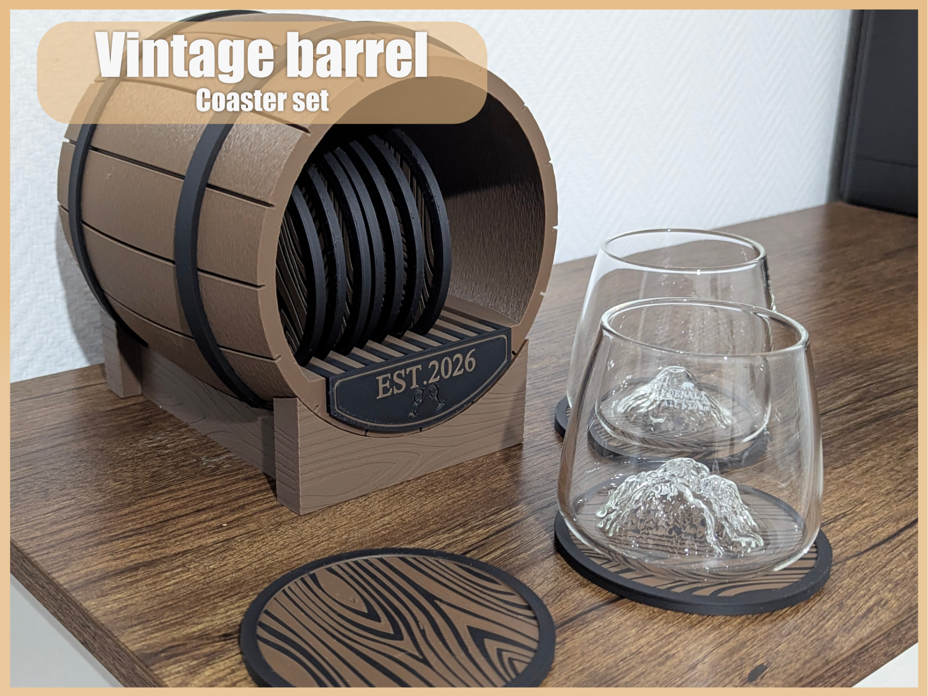 Vintage barrel - Coaster set