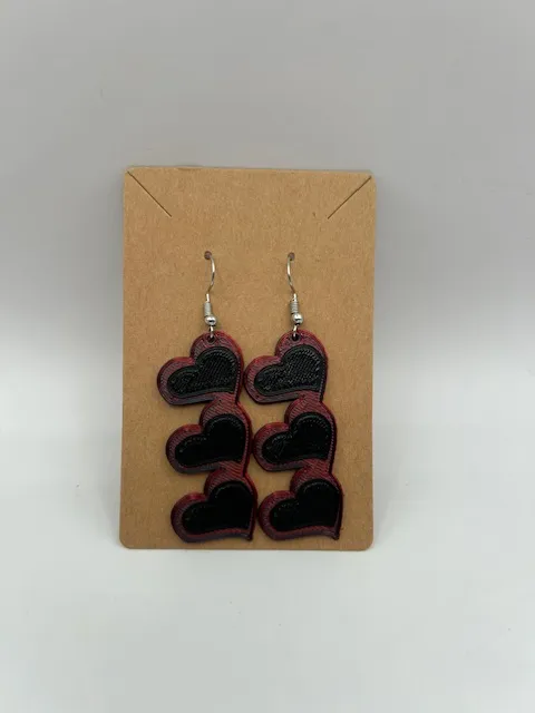 Triple Raised Heart Earrings view 3